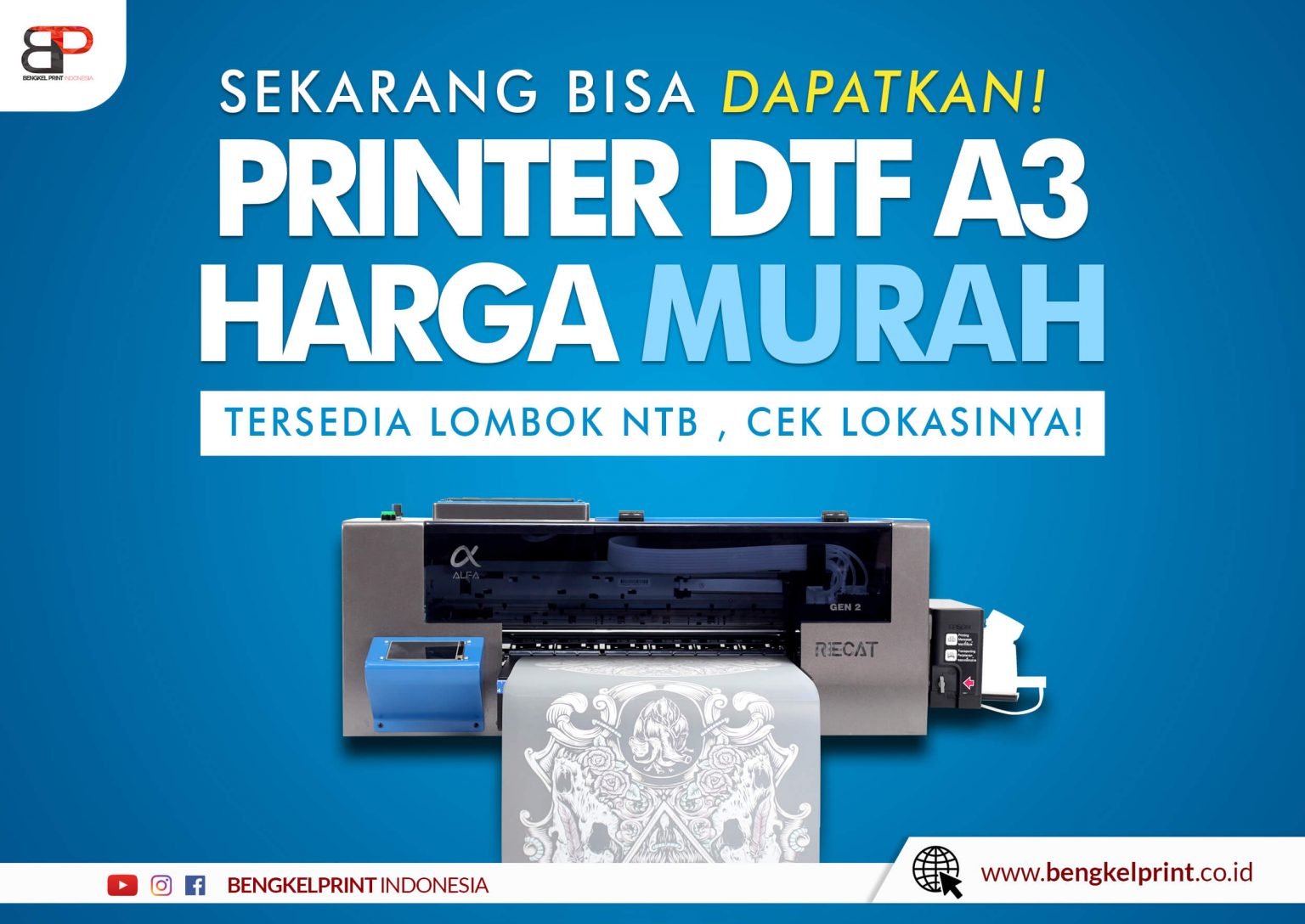 Jual Mesin Printer DTF Film A3 Terlengkap Lombok – Bengkel Print Indonesia