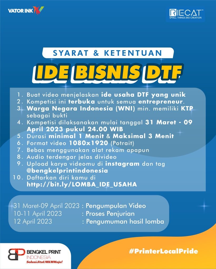 syarat dan ketentuan lomba ide usaha DTF