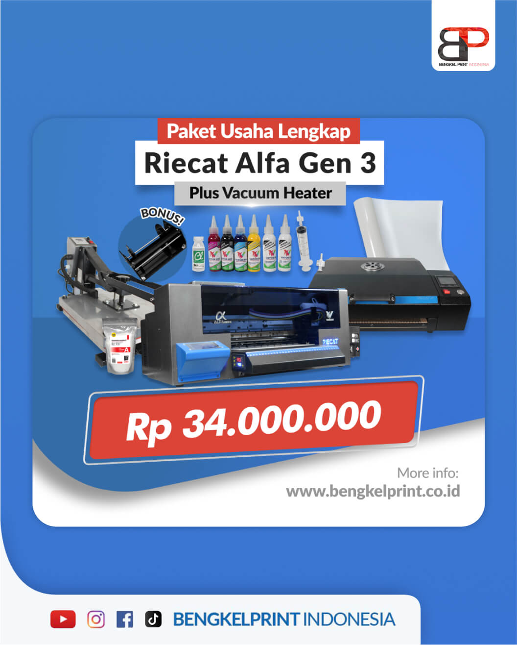 Harga Paket DTF Alfa Gen 3 dan Vacuum Heater